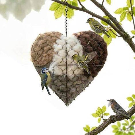 Nido per uccelli a forma di cuore, nido per pappagalli, nido caldo in cotone, gabbia sospesa per pappagalli, supporto ricaricabile per nido di colibrì, amaca per parrocchetti (1/5)