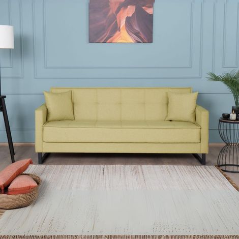 Sofa mit Schlaffunktion Legen 3-Sitzer in senfgelbem Velours