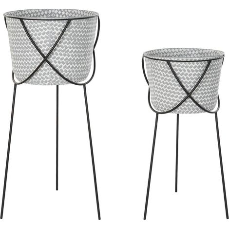 DKD Home Decor Set de Macetas Vases Métal Noir Gris (1/3)