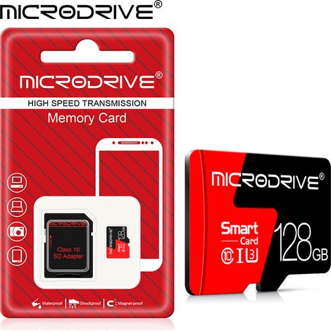 Carte mémoire U3 haute vitesse de 128 Go pour téléphone portable, carte TF, compatible avec les drones, les caméras embarquées et les appareils photo (1/5)