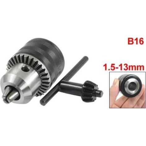 Mandrin pour perceuse à colonne B16 – Capacité 1,5-13mm – Pour perçage précis dans métal et bois dur – Inclus clé de mandrin