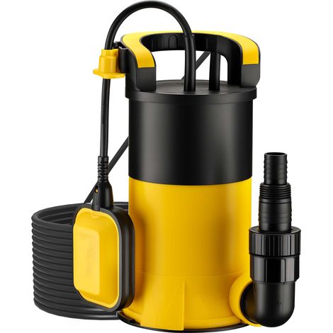 Wiltec Tauchpumpe mit Schwimmer 550 W, flachabsaugende Pumpe bis 1 mm, Tiefbrunnenpumpe 7 m Förderhöhe und 7 m Tiefe, Flachsaugerpumpe für Klarwasser