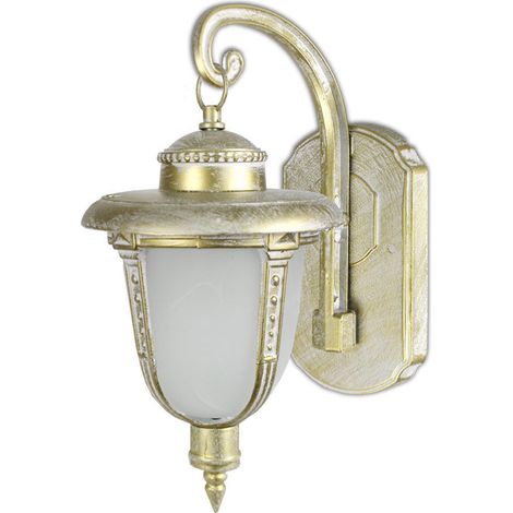 Lanterna Esterno Parete Led 60w Bianco Oro Vintage Attacco E27 Casa Giardino A3S