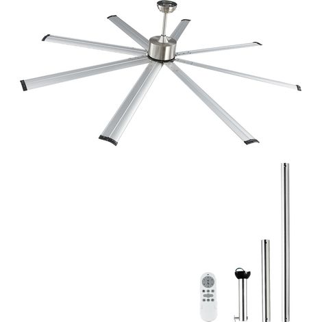 Mophorn Ventilatore da soffitto 213 cm senza luce, telecomando a 6 velocità, 8 pale in alluminio, motore CC reversibile, moderno ventilatore a filo basso per camera da letto, soggiorno, patio (1/5)