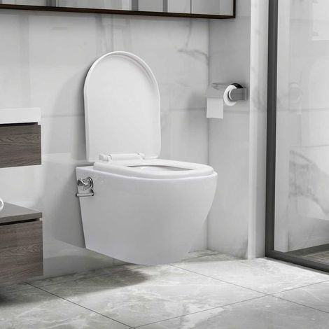 Toilette murale Pack WC suspendu - sans bord à fonction de bidet Céramique Blanc BV776961 - BonneVie (1/5)
