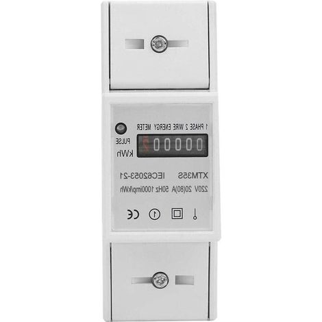 Contatore di corrente digitale monofase a 2 fili 2 P per guida DIN, contatore elettronico di kWh (20 (80) A) (1/5)