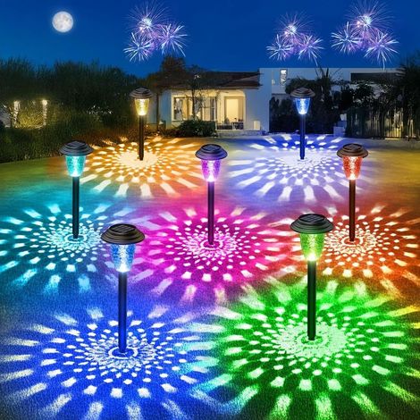 8 Pièces Lampe Solaire Exterieur Jardin, Lumiere Solaire Exterieur avec Colorée LED, Étanche Lampe Solaire pour Pelouse, Terrasse, Cadeaux