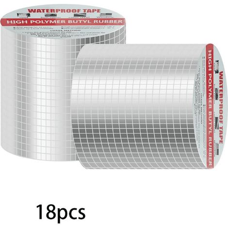 Ruban Butyl imperméable 18 rouleaux 100mmx5m - Ruban adhésif étanche, bande de réparation butyle, scotch anti-fuite pour toiture, bitume, autocollant réparation étanchéité (1/5)