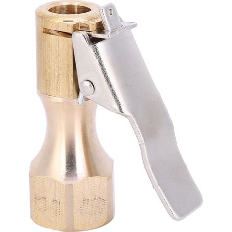 2 pièces Embout de pompe à filetage interne 1/4 pouce Clip de serrage en cuivre Connecteur de valve de mandrin d'air Accessoire de vélo (1/4 pouce) (1/5)