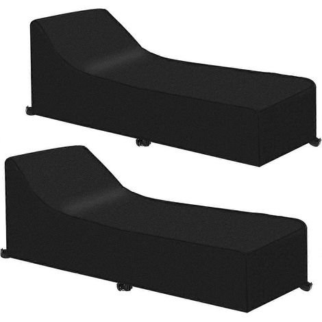 Housse pour chaise longue, coupe-vent, en tissu Oxford 420D, compatible avec les chaises longues et les chaises de plage (200 x 75 x 40/70 cm). Lot de 2. (1/4)