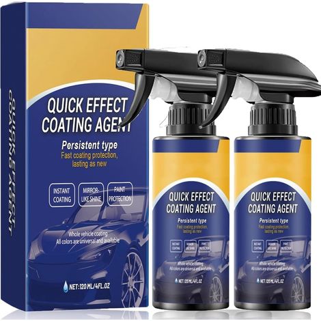 High Protection 3 En 1 Voiture, Spray Anti-Rayures Pour Voiture, Spray Verre Liquide Pour Carrosserie, Protection Voiture Crystal Coating Spray, Revêtement En Céramique Coating Spray (120ml, 2PC) (1/5)