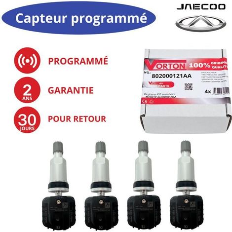 Capteur TPMS - Préprogrammé JAECOO/CHERY - 433 MHz - Jantes alu/tôle - Batterie 5 ans