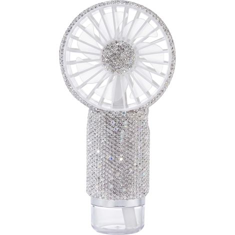 Ventilatore nebulizzatore portatile, ventilatore personale con strass, ventilatori ricaricabili con batteria a lunga durata, portatile per l'estate, ventilatore nebulizzatore bianco per il trucco (1/5)
