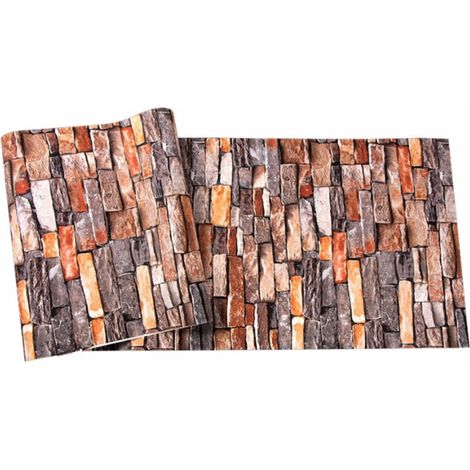 JSSEVN - 3D PVC wallpaper, red brick – Natural antique decoration – Dimensions 0.45 m x 3 m – High tear resistance