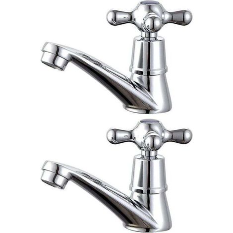 1 paire de robinets de lavabo, robinet de lavabo à levier cruciforme pour eau froide et chaude pour salle de bain (1/4)