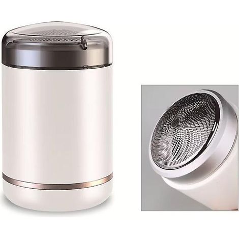 Mini rasoir de voyage pour homme - Rasoir électrique rechargeable USB pour homme - Mini rasoir à barbe - Rasoir utilisable sur peau sèche ou humide (Blanc) (1/5)