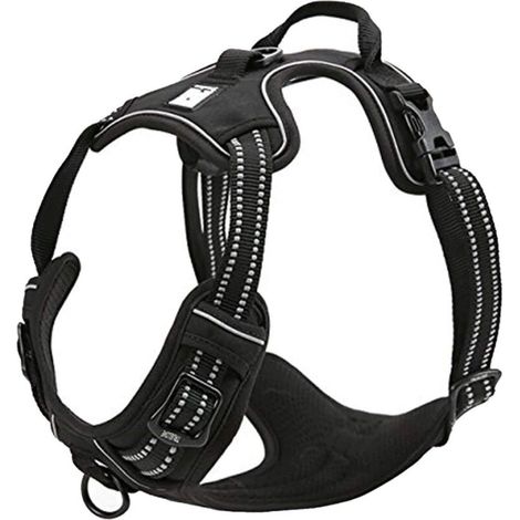 Harnais pour chien réfléchissant réglable dissuader tirer gilet pour animaux de compagnie Durable voiture Nylon TLH5651 chien laisse Husky (M)