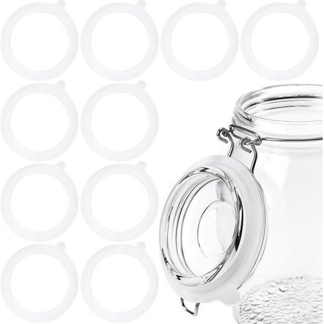 Lot de 10 joints toriques en silicone pour bocaux Weck - Joints de rechange - 97 x 70 x 2,2 mm - Blanc (1/5)