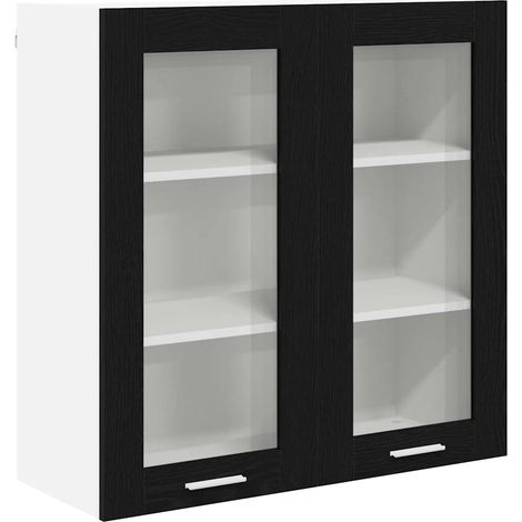 Armario de almacenamiento moderno para montaje en pared 80 x 31 x 80 cm madera de roble negro manufacturado 020053362 (1/5)