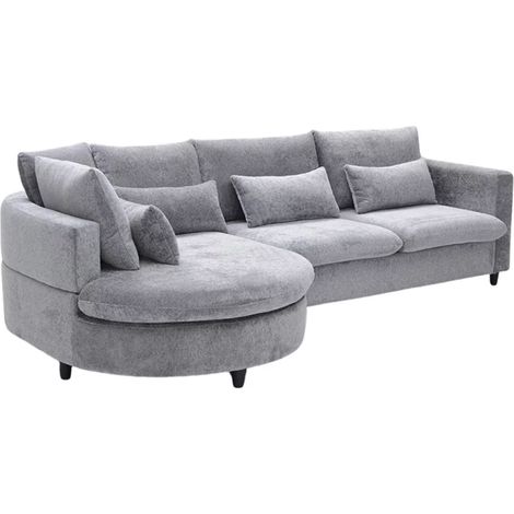 Sofá cama Chaiselongue izquierdo modelo Charlene tapizado gris, 282cm(ancho) 150cm(fondo) 65cm(altura).