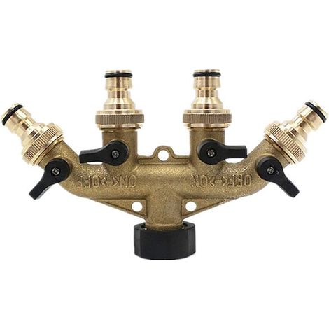 Raccord de tuyau en laiton raccord de robinet de tuyau en laiton 4 voies raccord de robinet de robinet de robinet de robinet collecteur de tuyau adaptateur de robinet 1 pièce distributeur d'humidité a (1/4)