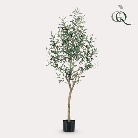 Olivier artificiel Olea europaea - Arbre décoratif intérieur vert argenté - 140 cm - PANGIVO (1/5)