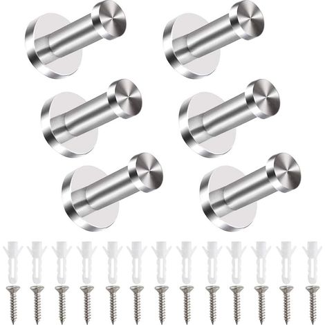 Ganchos de pared de acero inoxidable, ganchos para abrigos, ganchos para batas y toallas con 18 tornillos y 18 anclajes para armarios de sombreros, inodoros, dormitorios y cocinas. (1/5)