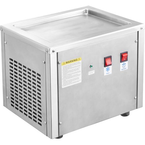 Machine à crème glacée frite, plaque 11" x 9,5", inox, avec compresseur et 2 spatules, pour crème glacée, yaourt glacé, rouleaux de glace (1/5)