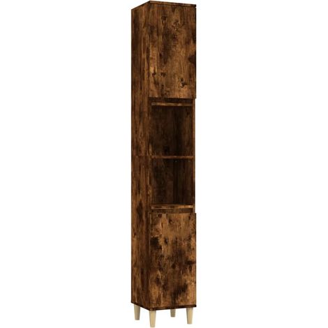 Colonne moderne Meuble de salle de bain - chêne fumé 30x30x190 cm bois d'ingénierie fr3991 - Maison La Vie (1/5)