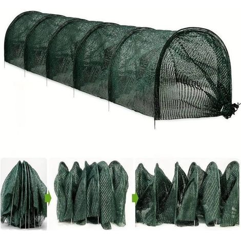 Tunnel de Plantation agricole 300 x 45 x 45 cm en Plastique Noir avec Filet,Tunnel de Jardin en Maille Noire,pour Jardin Potager Protection Contre Le Gel Serre sans Support,Filet Tunnel Jardin Potage