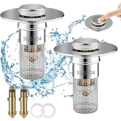 Bonde Lavabo Pop Up - 2 pièces 28-34 mm avec Crépine - Universel - Cuisine Salle de Bain