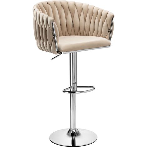 Sgabello da bar Cofton in velluto beige cromato (1/5)