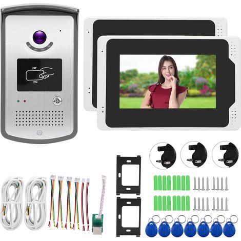 Système de sonnette vidéo WiFi 7 pouces TFT 2 moniteurs 1080P, interphone de porte étanche vision nocturne, entrée compatible TUYA, prise UK (1/5)