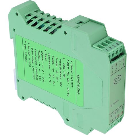 Isolateur de signal CC, transmetteur de courant et de tension, montage sur rail DIN, 1 entrée, 2 sorties, 0-10 V à 0-5 V, GLG (1/5)