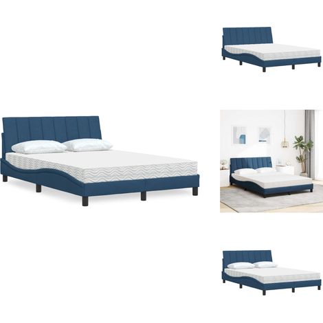 Lit avec matelas bleu 120x200 cm tissu - Lit - Lits - Meuble De Chambre À Coucher - Sommier (1/5)