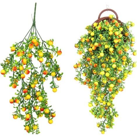 2 Pcs Plante Artificielle Noël Baies Rouges résistantes aux UV, Ornements Suspendus De Fruits Simulés pour Le Jardin, La Fête, Le Mariage, La Décoration De La Maison (Jaune) (1/5)