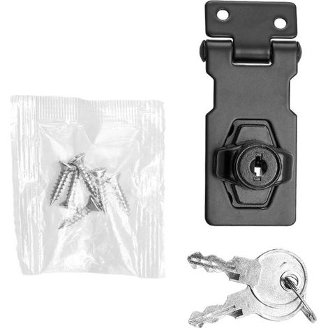 Black Metal Mechanical Keyed Hasp Lock Twist Knob for Cabinet (1/5)