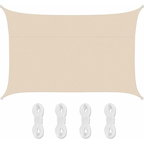 Voile d'ombrage Imperméable à l'eau Rectangulaire, Solaire Protection et Bloque 90% Rayons UV Auvent pour Jardin, Terrasse et Balcon, Toile d'ombrage en Polyester Oxford avec Cordes de Fixation (1/5)