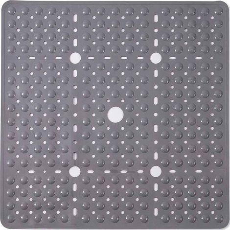 Tapis de douche carré– 6969cm, convient à la douche intérieure, gris uni
