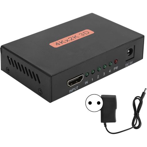 Adaptateur Vidéo Séparateur HDMI 4K 2K pour Moniteurs Double Affichage Alimentation Large Voltage 100‑240V Prise UE (1/5)