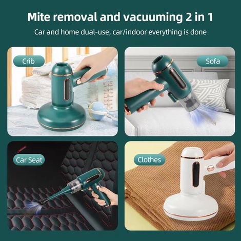 Aspiradora UV inalámbrica de 7200 Pa, 120 W, para hogar y automóvil – tecnología de doble martillo, 6000 rpm, depósito de 200 ml, carcasa de ABS, color blanco o verde. (1/5)