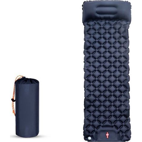Aufblasbare Isomatte – Einzeln – Luftmatratze – Campingmatte – Outdoor-Isomatte mit Fußpumpe – Kissen – Blau – Camping – Survival – Urlaub – Strand (1/5)