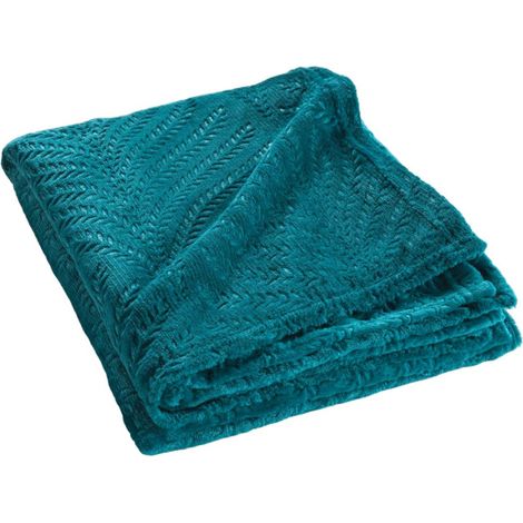 Plaid Uni en Flanelle "Nelia" 125x150cm Bleu (1/5)