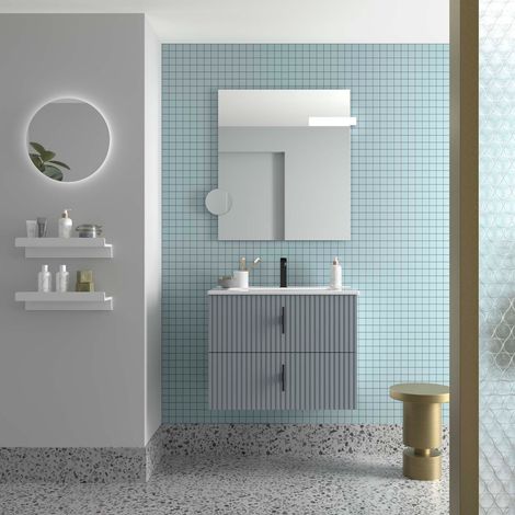 Badezimmermöbel BIBA 700 2 Metallschubladen mit Soft-Close BLUE FOG 698 x 540 x 450 mm (1/2)