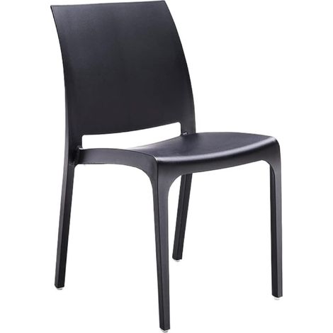 GLOUPIE Sedia Volga In Polipropilene Nero,54x46x81Cm,Peso 3,5Kg,Per Interno/Esterno,Made In Italy,Sedie Impilabili (1/5)