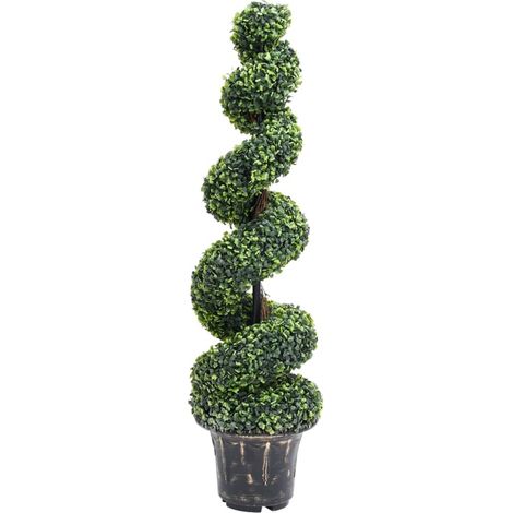 Planta espiral de Boj artificial con macetero verde 117 cm vidaXL