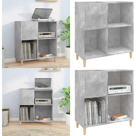 Armoire à disques gris béton 84,5x38x89 cm bois d'ingénierie - Meuble À Disques - Armoire Vinyle - Rangement Disque - Étagère Musique - Support Tourne-disque - Home & Living (1/5)