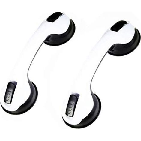 2 PCS Poignée baignoire de sécurité/Poignéee/Ventouse de douche pour salle de bain + WC (Noir) (1/5)
