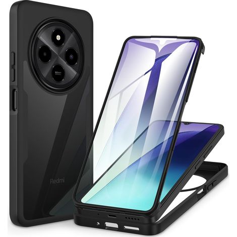 Coque Xiaomi Redmi 14C / Redmi A4 / Poco C75, Antichoc Housse avec Protection écran, 360° Téléphone Etui Double Face Case Transparent Intégrale Coque pour Redmi 14C 4G/5G/ Redmi A4 - Noir (1/5)