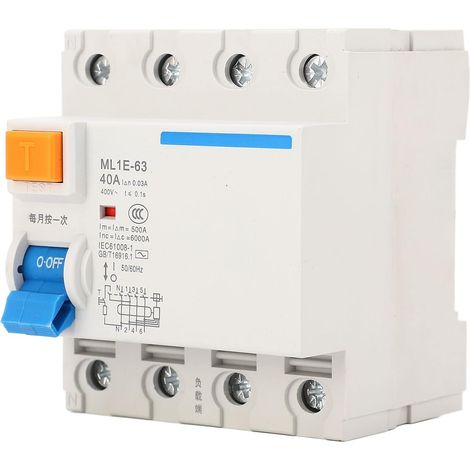 Circuit Breaker, Miniature Fireproof Circuit Breaker PC 3P Plus N 400V 40A 6000A Leakage Switch for Electrical Panels in Buildings, Residences, and Factories (1/5)